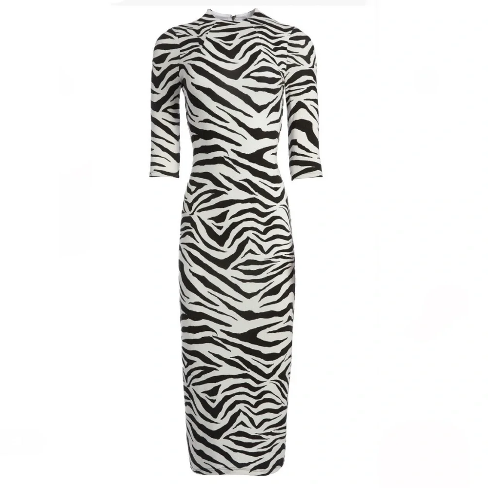 ALICE + OLIVIA Zebra-Print Sheath Bodycon Dress Size 6 - Picture 3 of 12